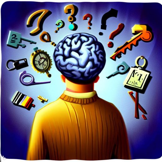 clipart surrealism - Memory Troubles Brain, Lost Keys, misremembered meeting times,